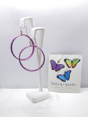 NEW Holly Yashi Purple Nobium Hoop Earrings